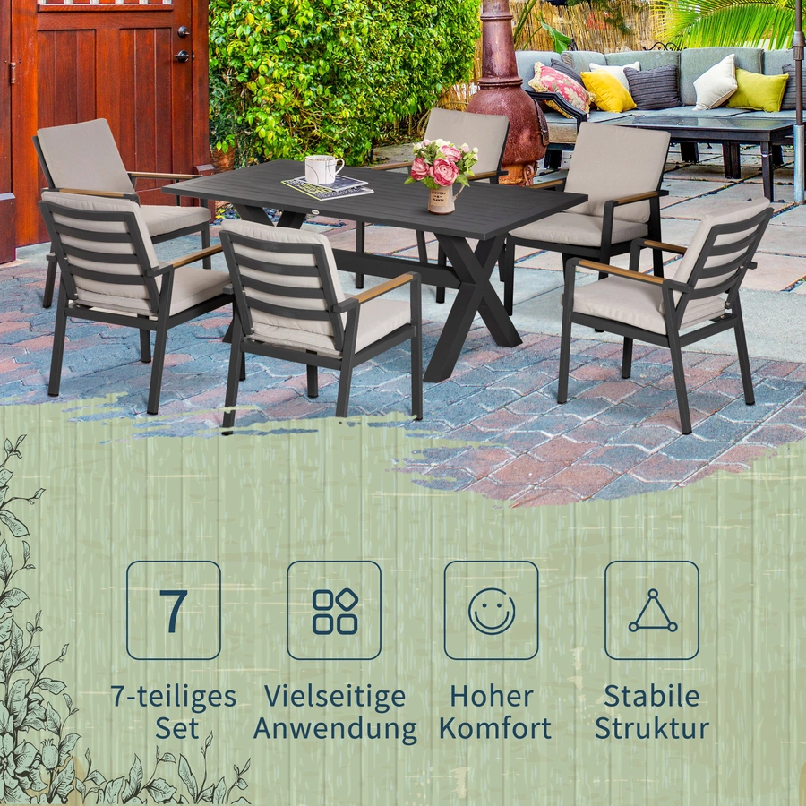 Outsunny Sitzgruppe wetterbeständig grau