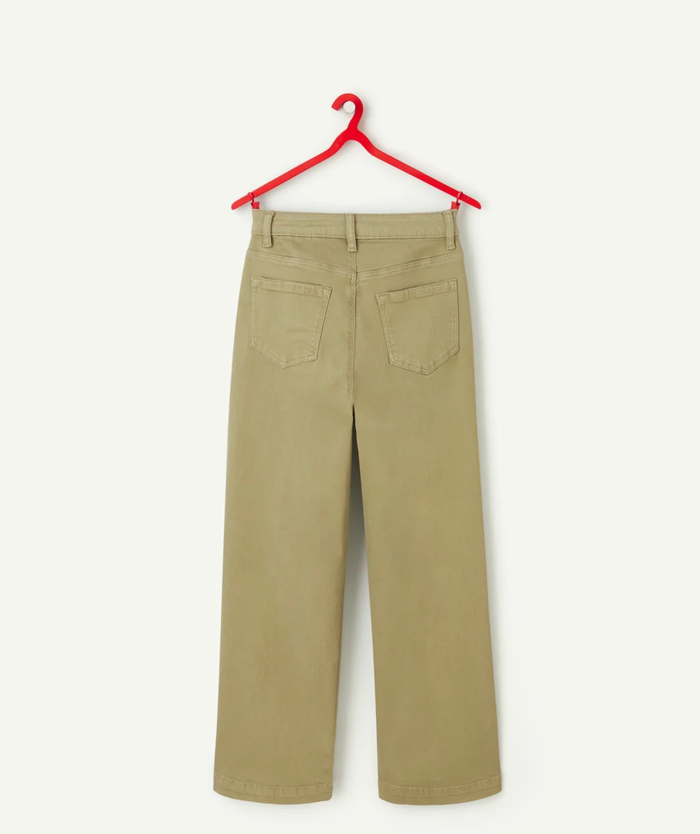PANTALON WIDE LEG FILLE EN FIBRES RECYCLÉES KAKI