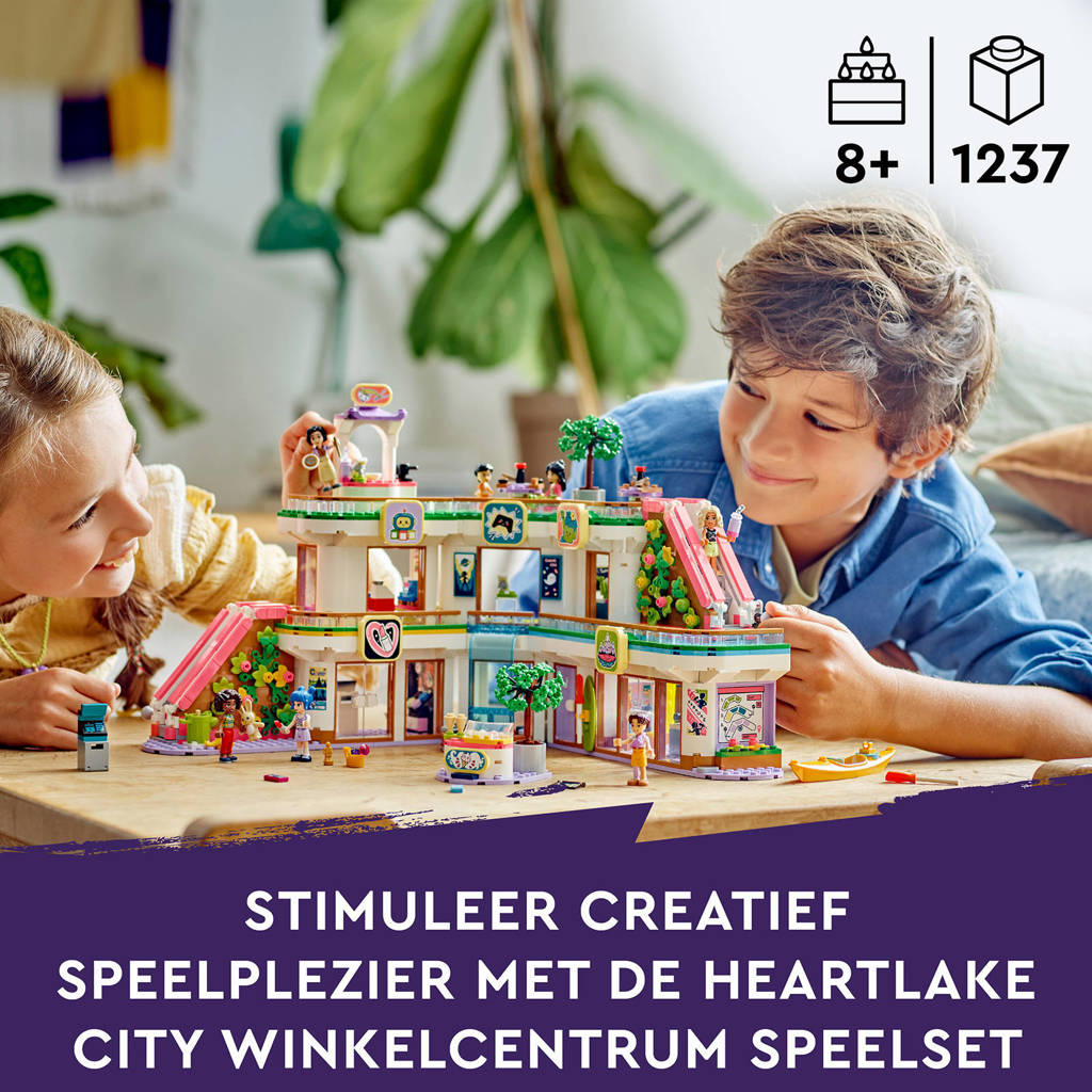 Mooie complete set voor uren bouw- en speelplezierHeartlake City winkelcentrum Speelgoedwinkel en Poppetjes Bouwpakket 42604