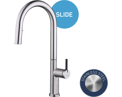 KEO KAWAI keukenkraan met uittrekbare Perfect Slide handdouche, roestvrij staal mat