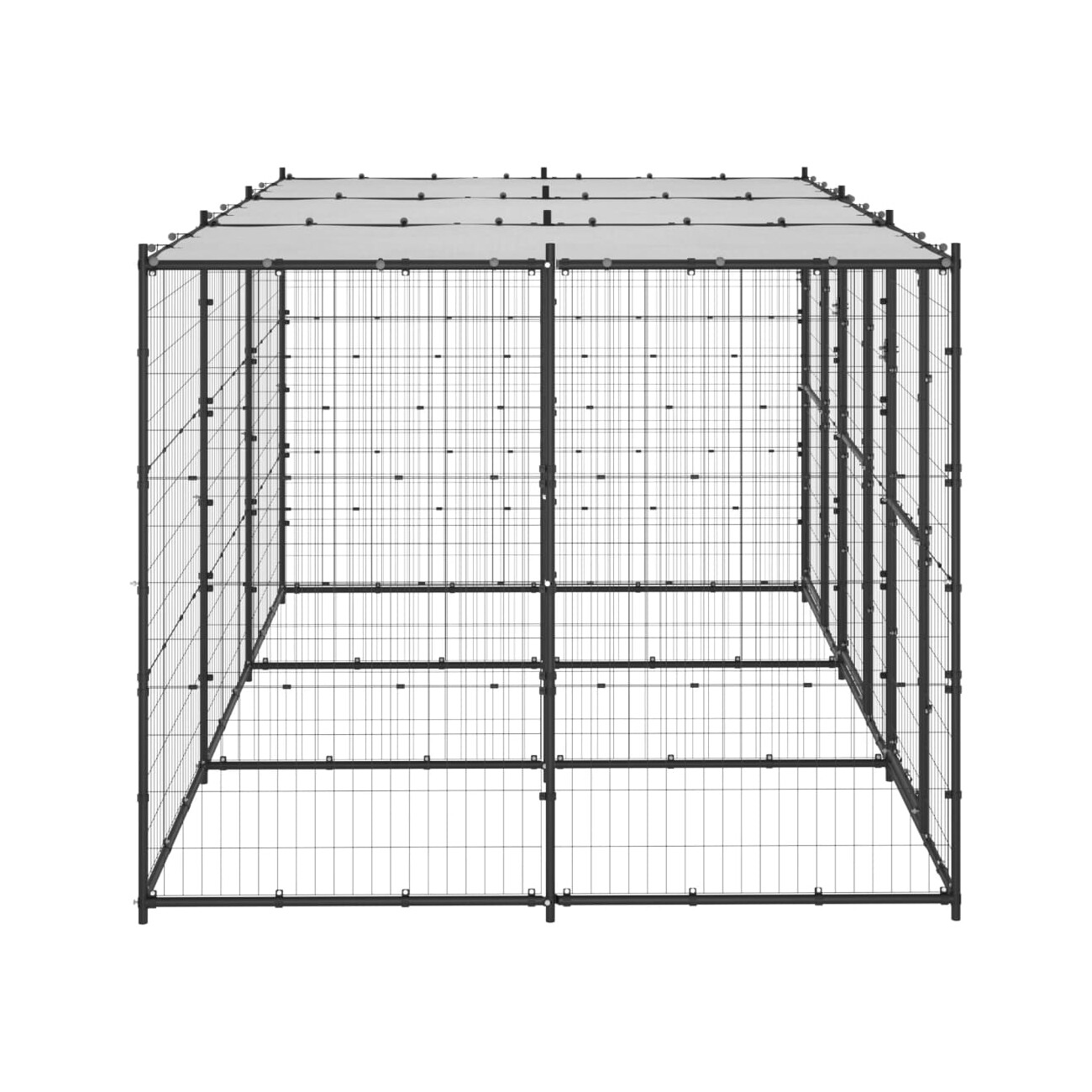 VidaXL Outdoor-Hundezwinger Stahl mit Dach schwarz 3,3 m, 2,2 m, 1,8 m