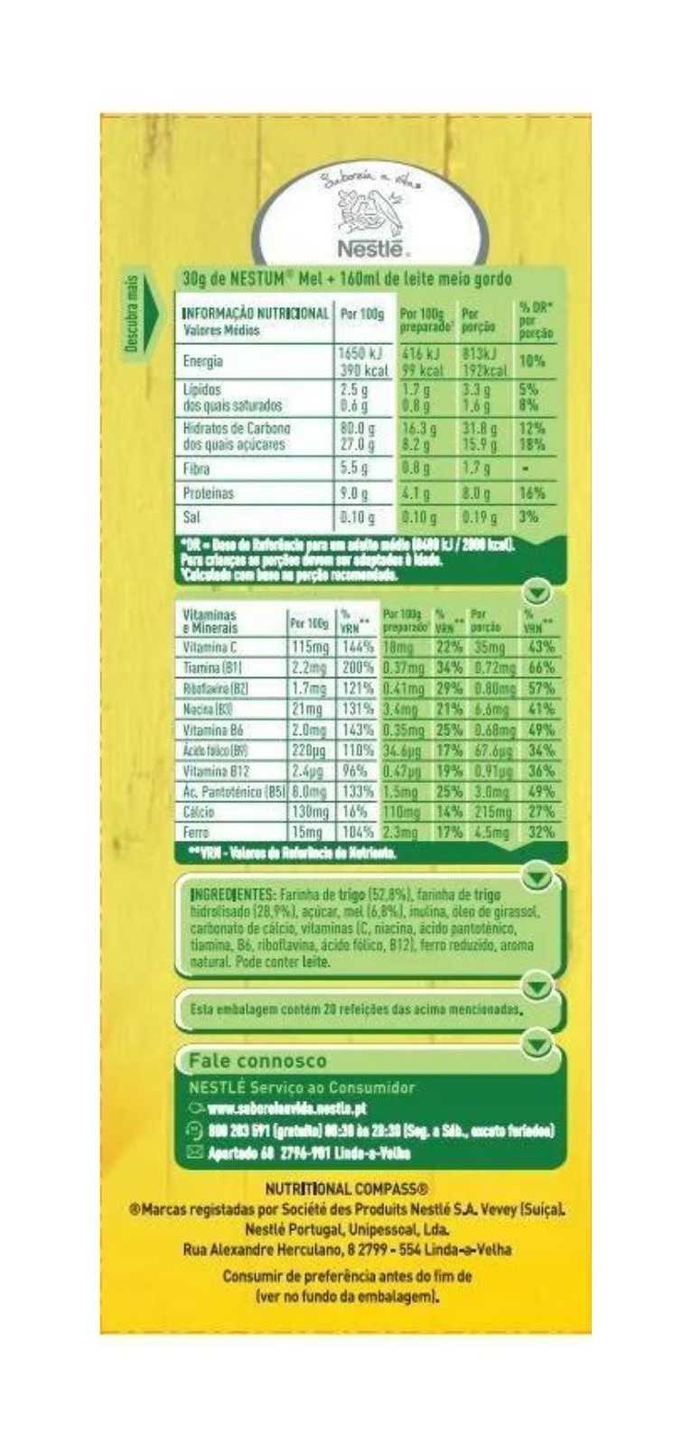 Nestlé Nestum Mel Cereais Clássico 300 g
