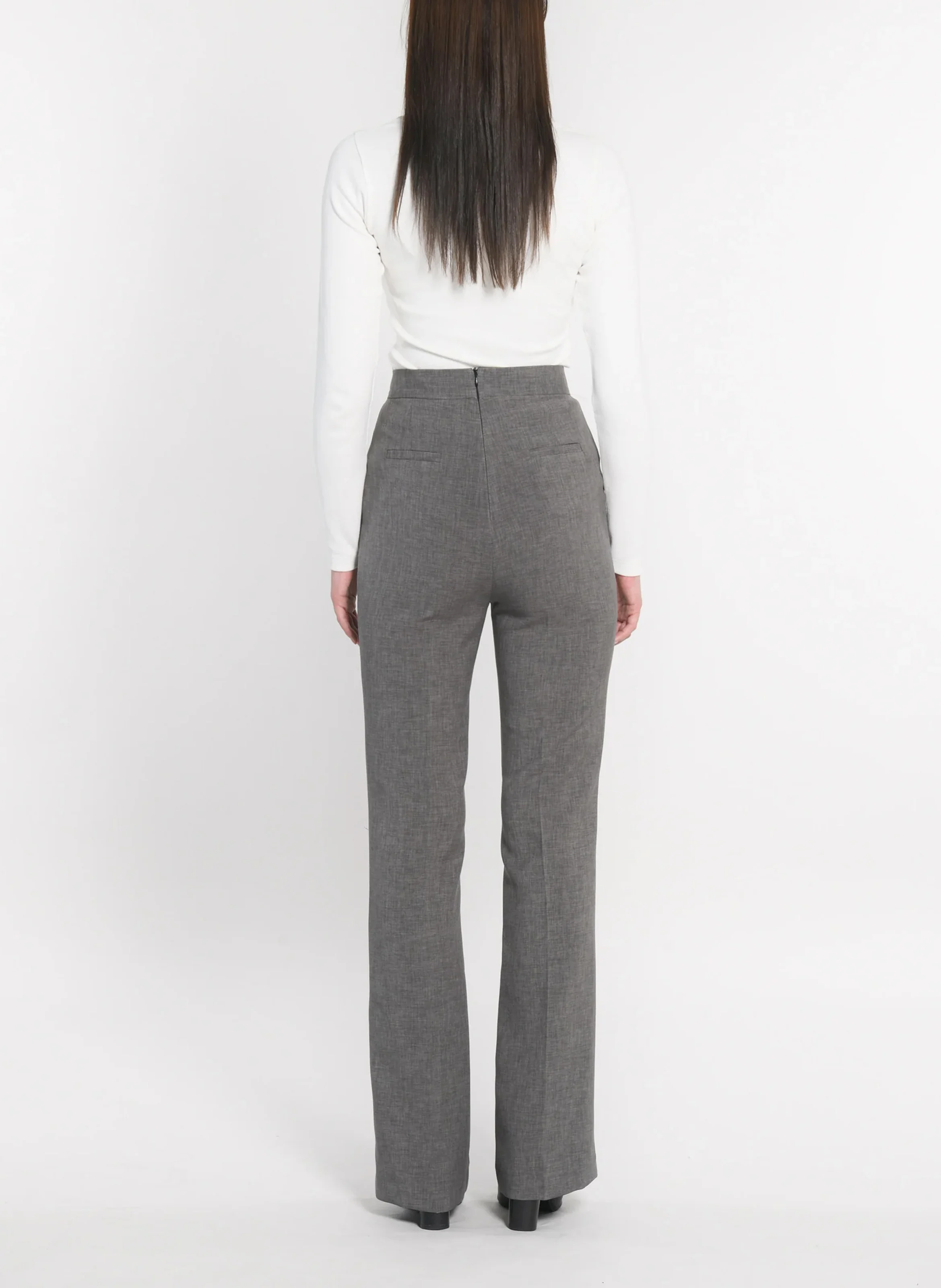 TESSA - Pantalon ajusté chiné| Gris