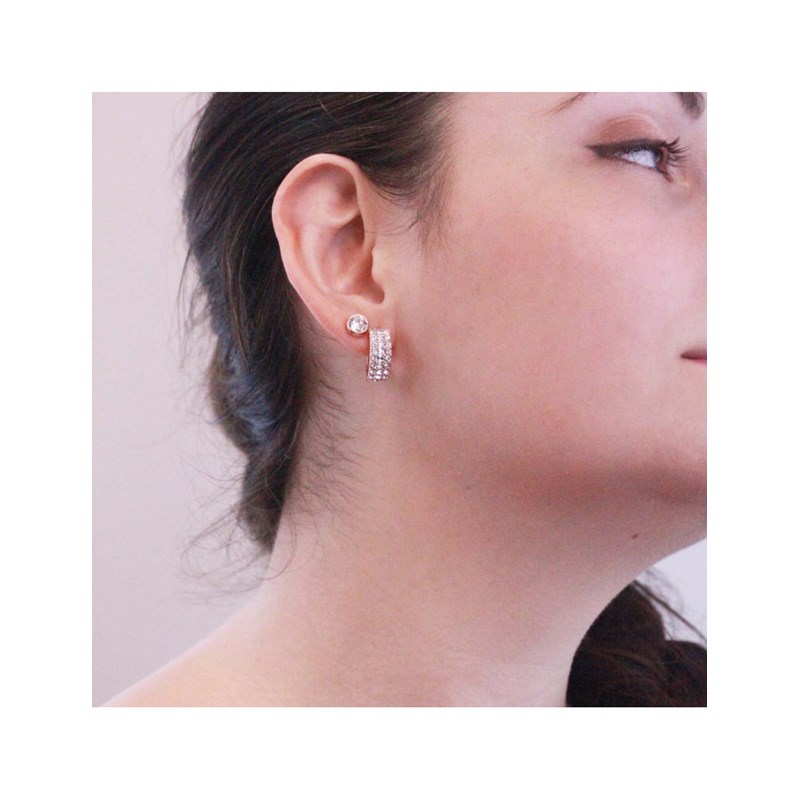 Boucles d'oreilles Moon - Or Rosé et Cristal