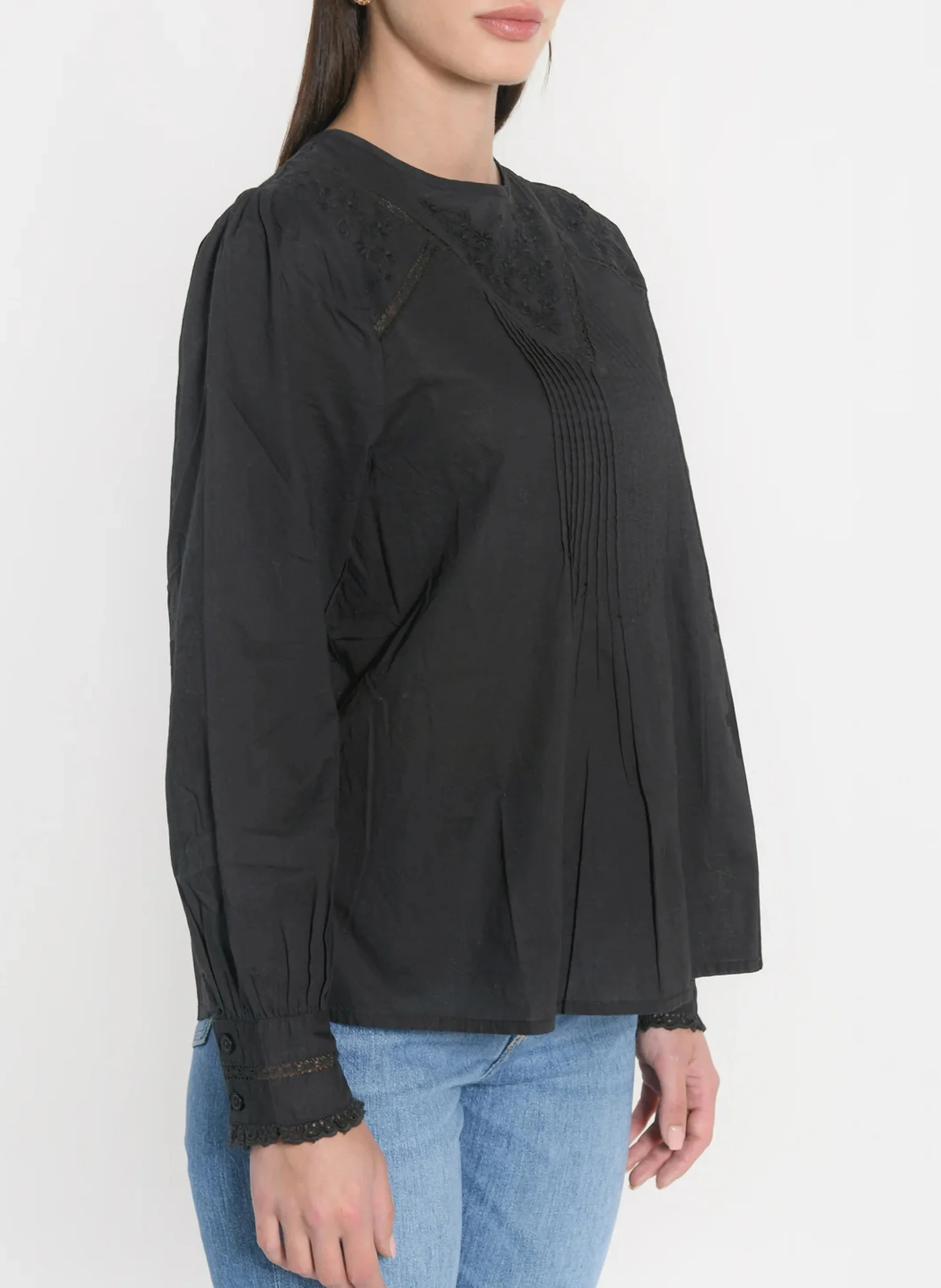 HELENA - Blouse en coton brodé | Noir
