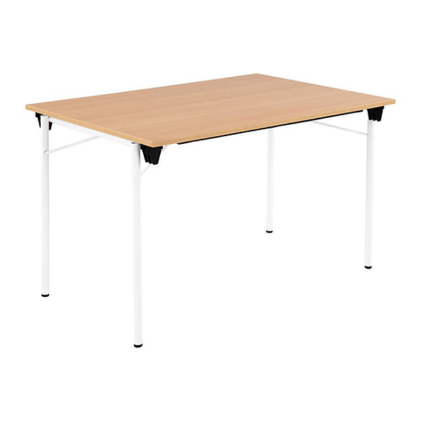 Table pliante Budget multiples usages rectangle L. 120 x P. 80 cm - Plateau Chêne - pieds Blanc