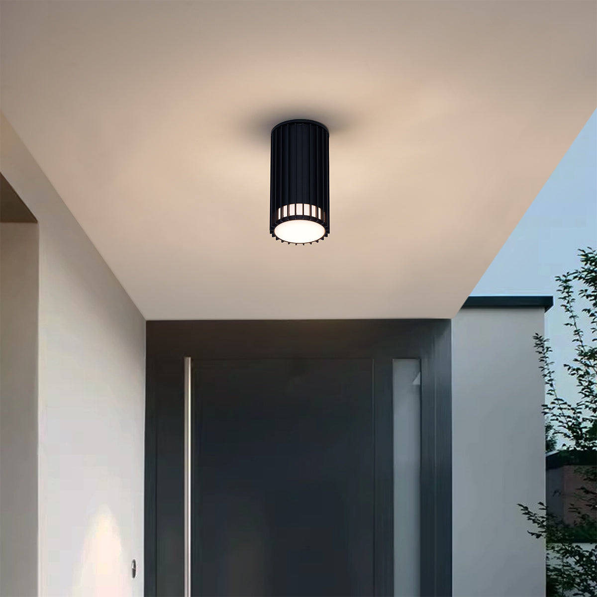QAZQA Design buiten plafondlamp zwart IP44 - Boris