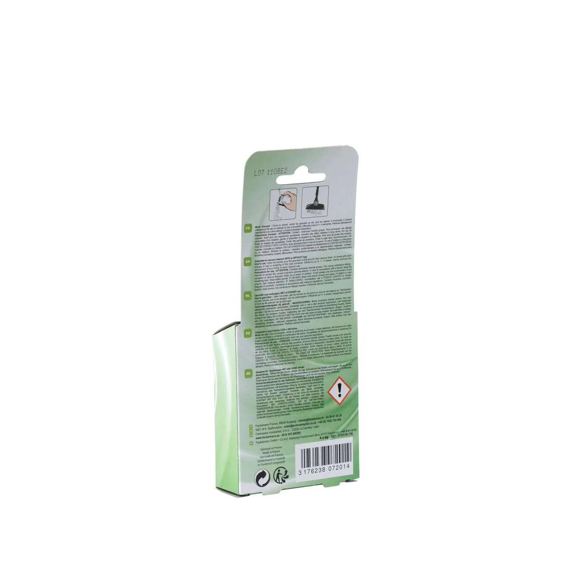 Lot de 4 sachets de parfum pour aspirateur odeur menthe/eucalyptus Top