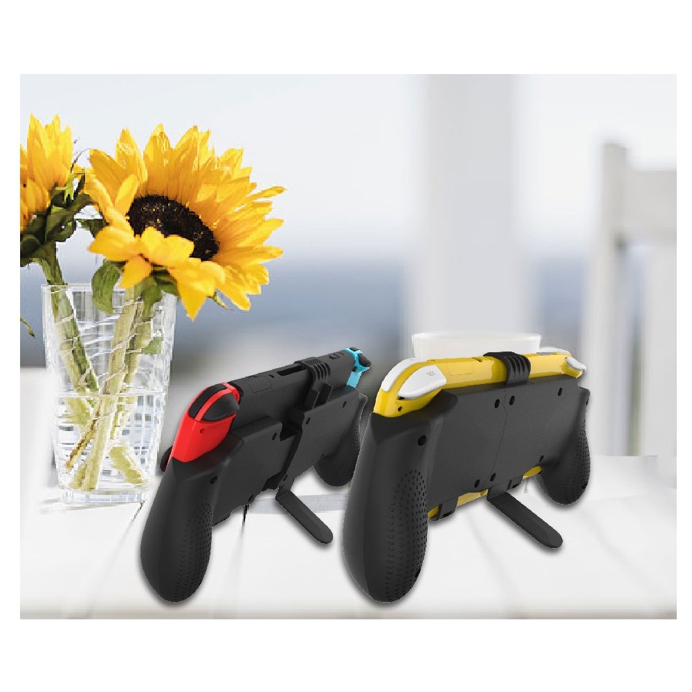 Handgriff Grip Halterung Gaming Controller Hülle mit Aufsteller kompatibel für Nintendo Switch / Switch Lite - Schwarz
