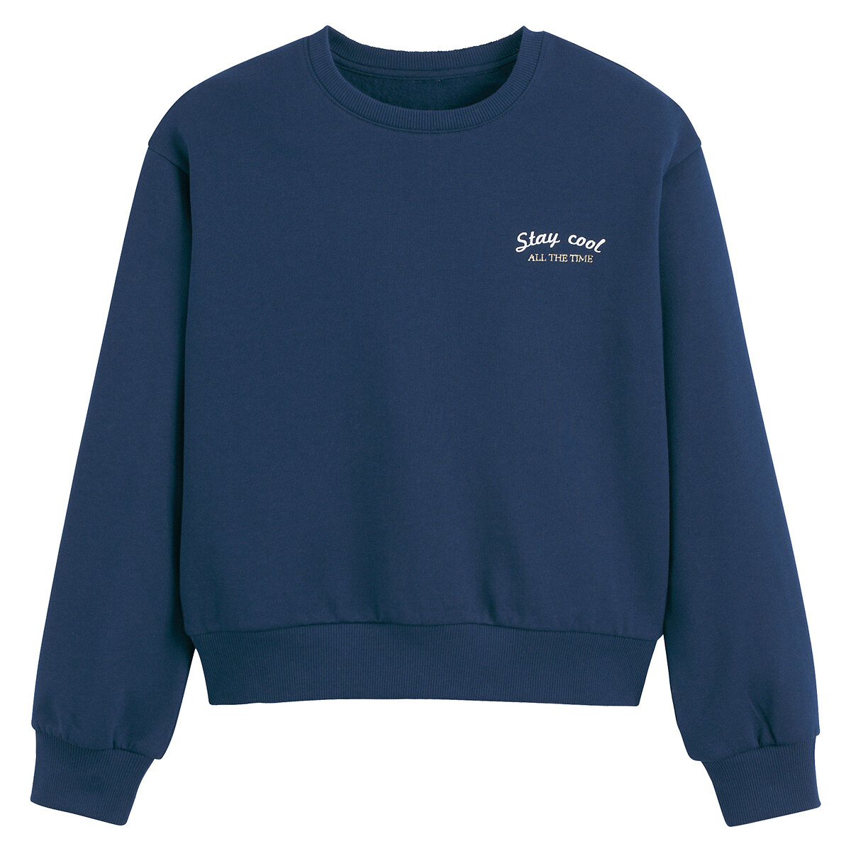 COLEÇÕES LA REDOUTE<br>Suéter com gola redonda e texto, em fleece