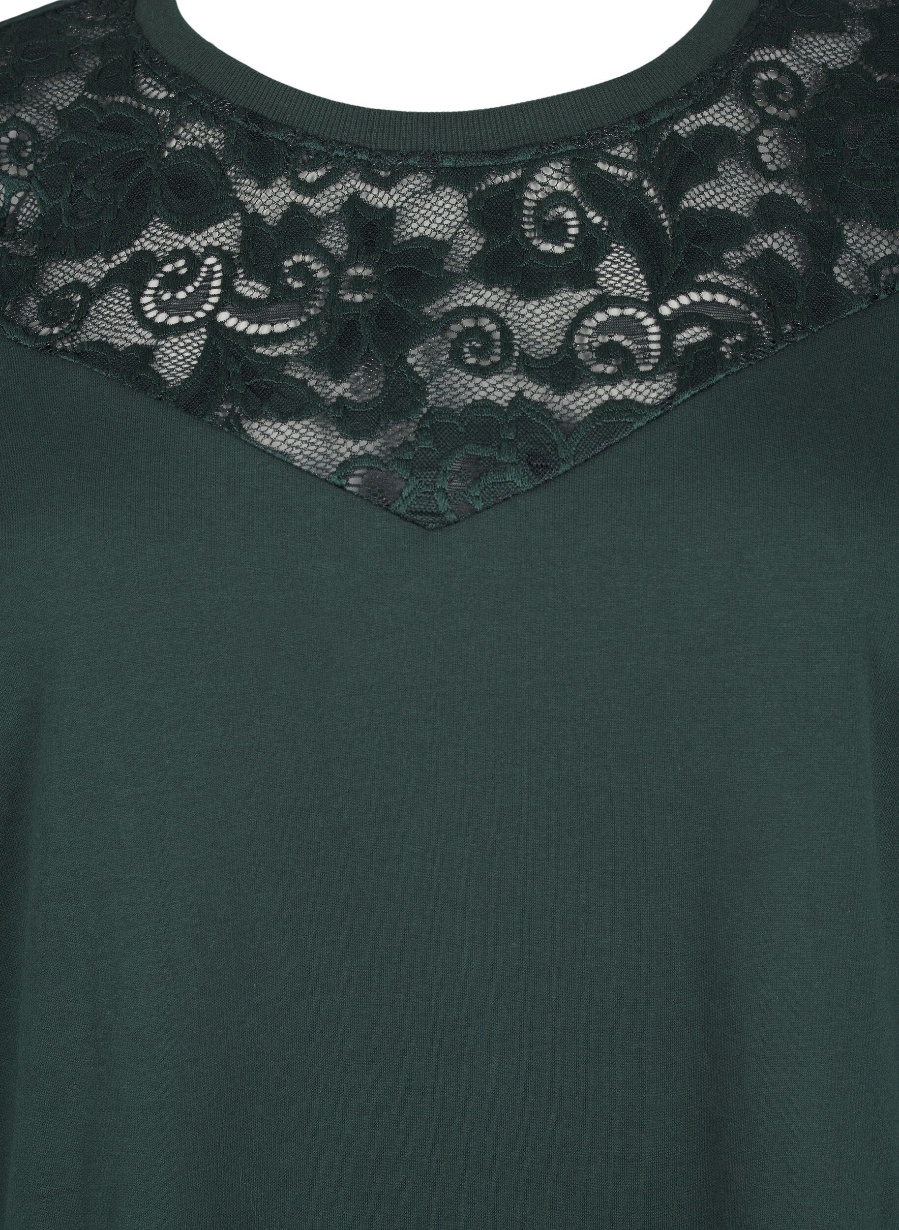 Sweatshirt med blondedetalje
