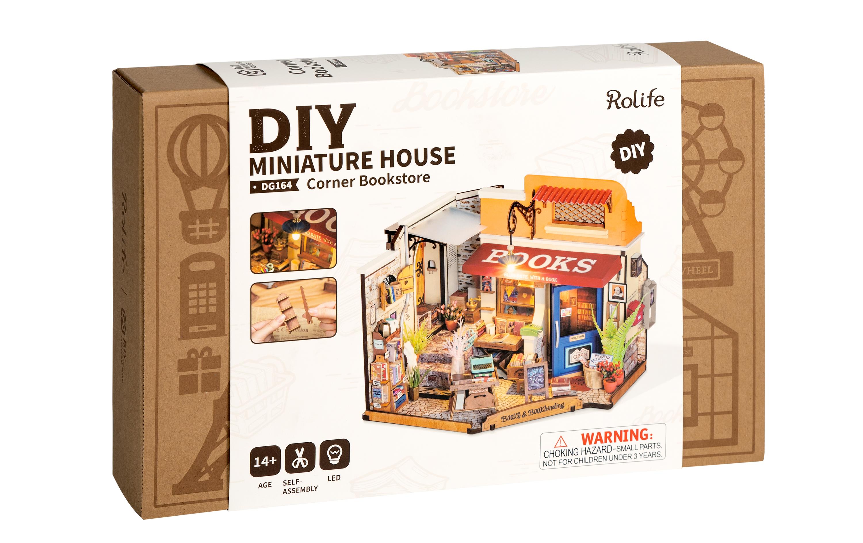 Bausatz Corner Bookstore 108-teilig3D-Puzzle aus lasergeschnittenen Holzteilen