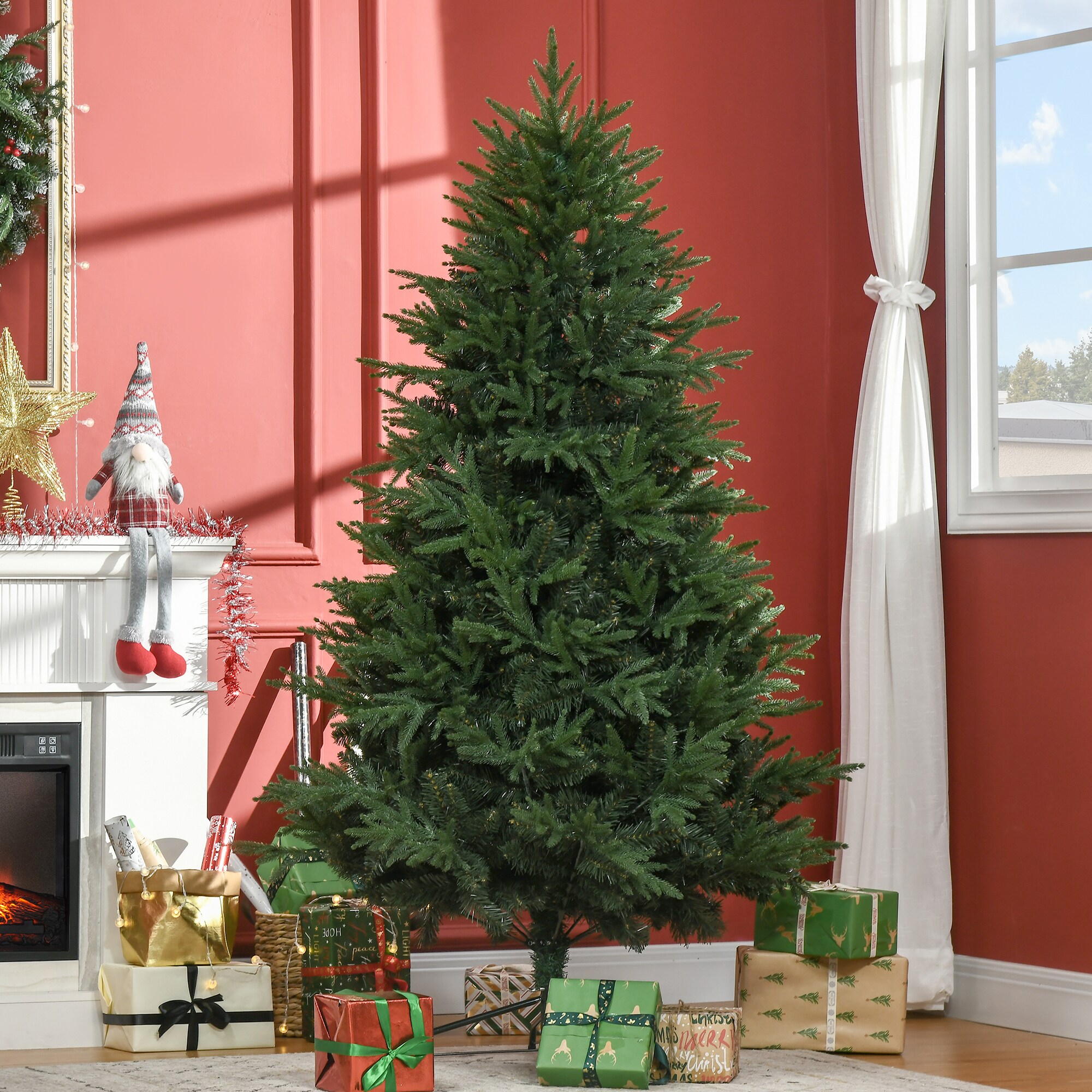 HOMCOM Weihnachtsbaum mit 4030 Astspitzen grün 120L x 120B x 180H cm