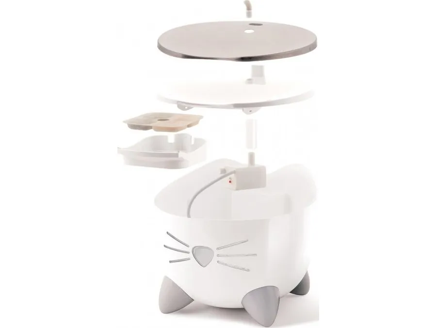 Pixi Smart Fountain, kattefontæne, med skål i rustfrit stål, 2 l, 21x21x19 cm