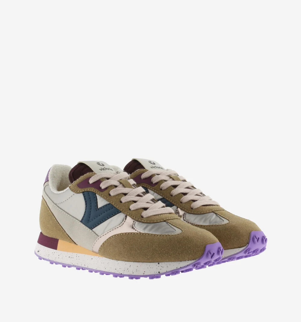 GALAXIA NYLON MÉTAL MULTICOLORE Baskets métallisées pour femmes TAUPE