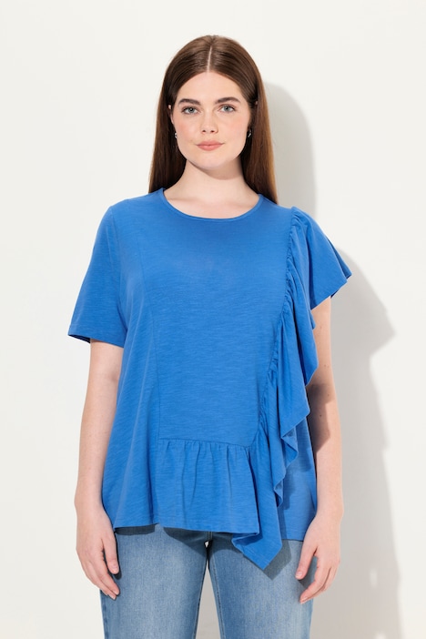 T-Shirt, Volant, Rundhals, Halbarm, Biobaumwolle