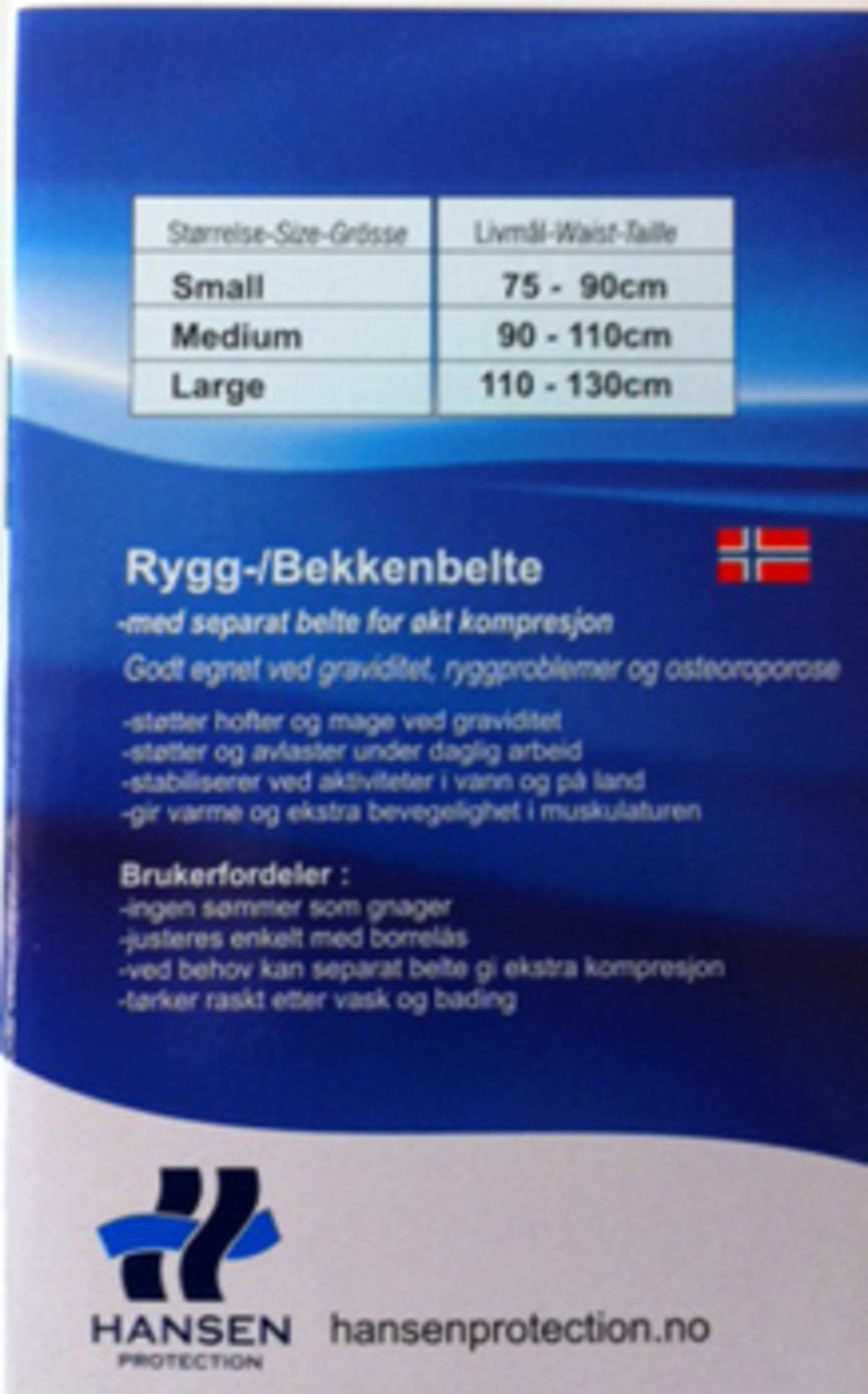 Hansen Protection rygg- og bekkenbelte str L 110-130 cm 1 stk