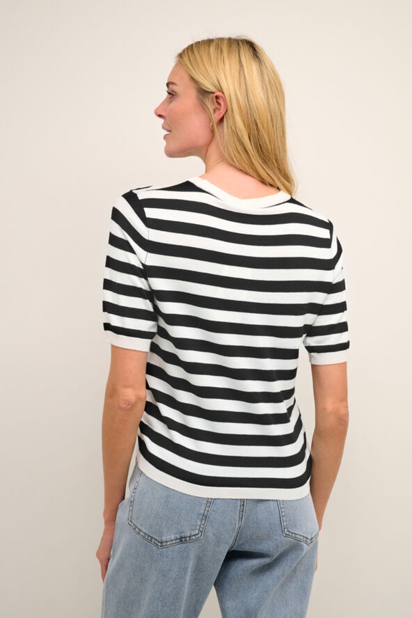 Kaffe KAmilo Short Sleeve Knit Chalk/black deep stripe