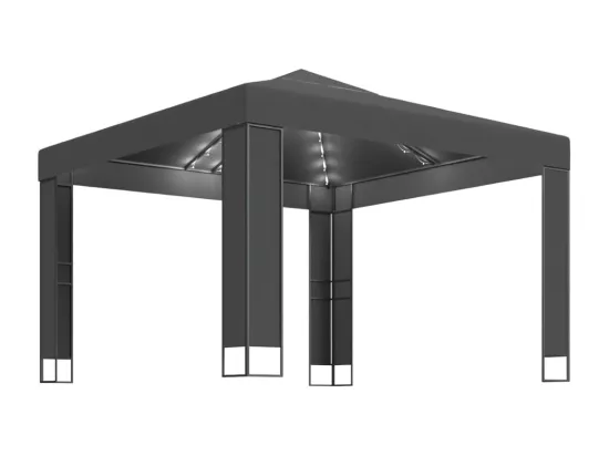 Tonnelle avec double toit et lumières LED 3x3 m Anthracite