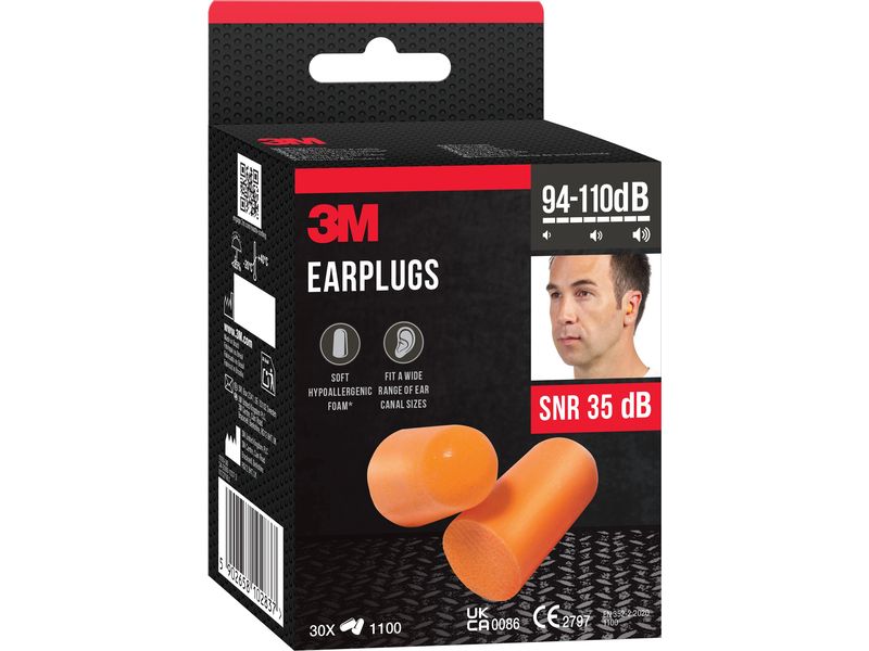 3M Gehörschutz 1100 30 Paar Gehörschutzstöpsel, orange
