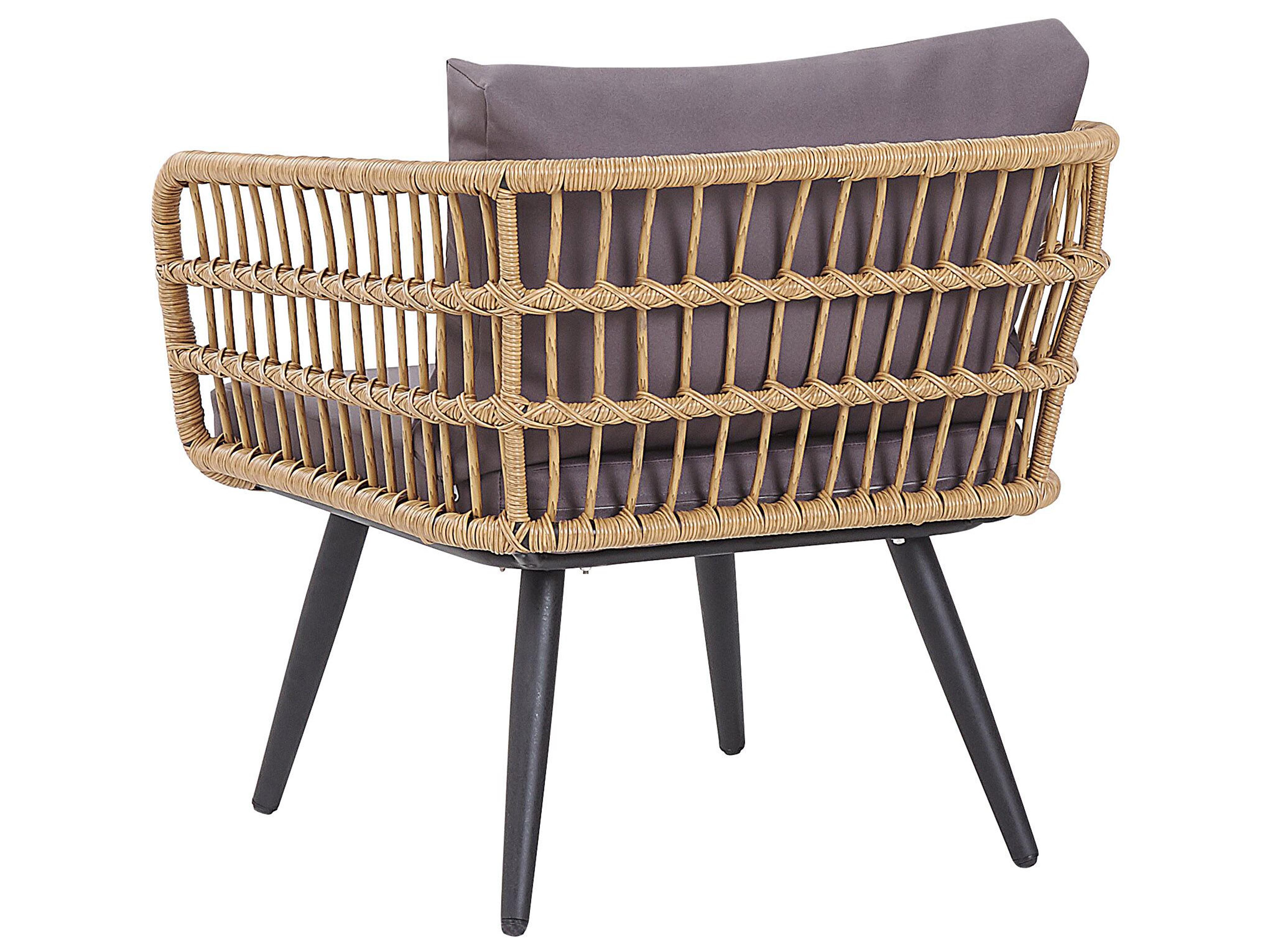 Loungeset met tafel 4-zits FOBELLO PE rotan Beige