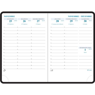 Agenda de poche Canvas - 1 semaine sur 2 pages - 10,5 x 15,5 cm - disponible dans différentes couleurs - Exacompta