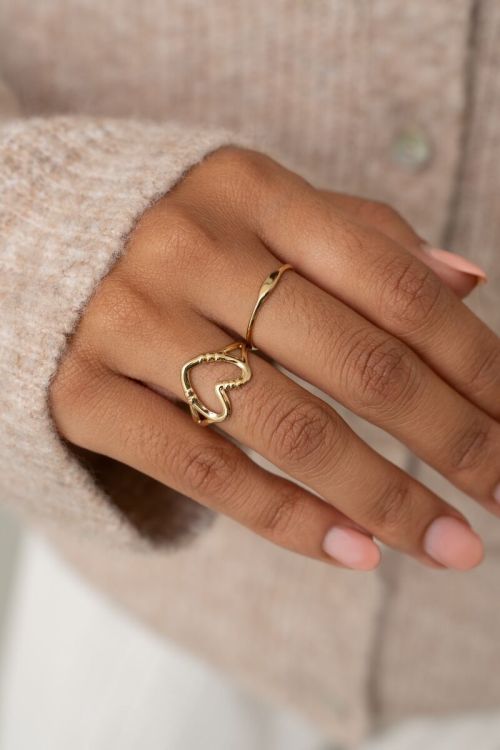 Statement ring met open hart