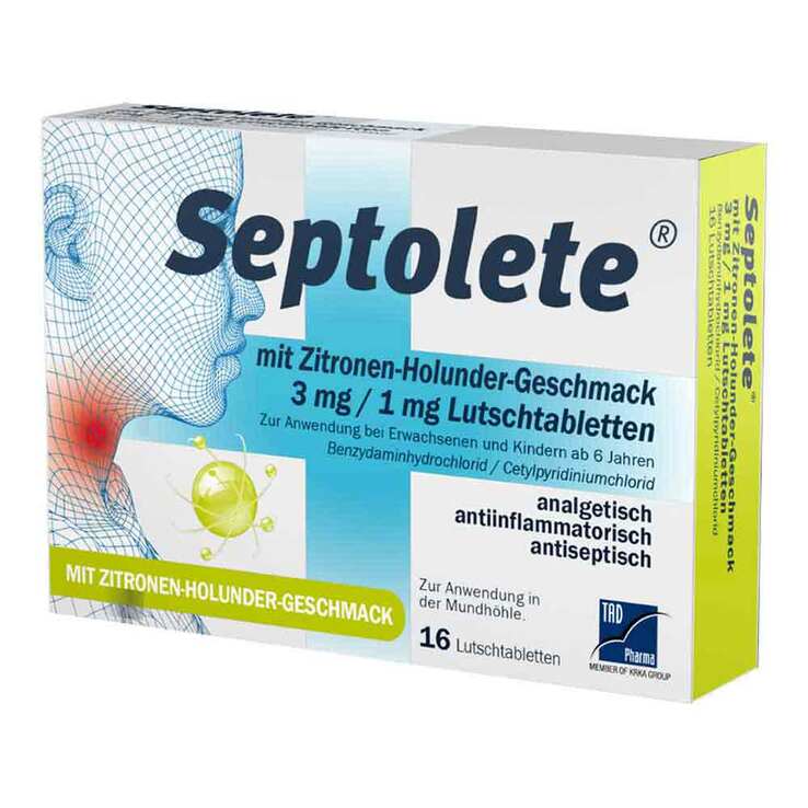 Septolete mit Zitronen-Holunder-Geschmack 3 mg/1 mg Lutschtabletten, 16 St