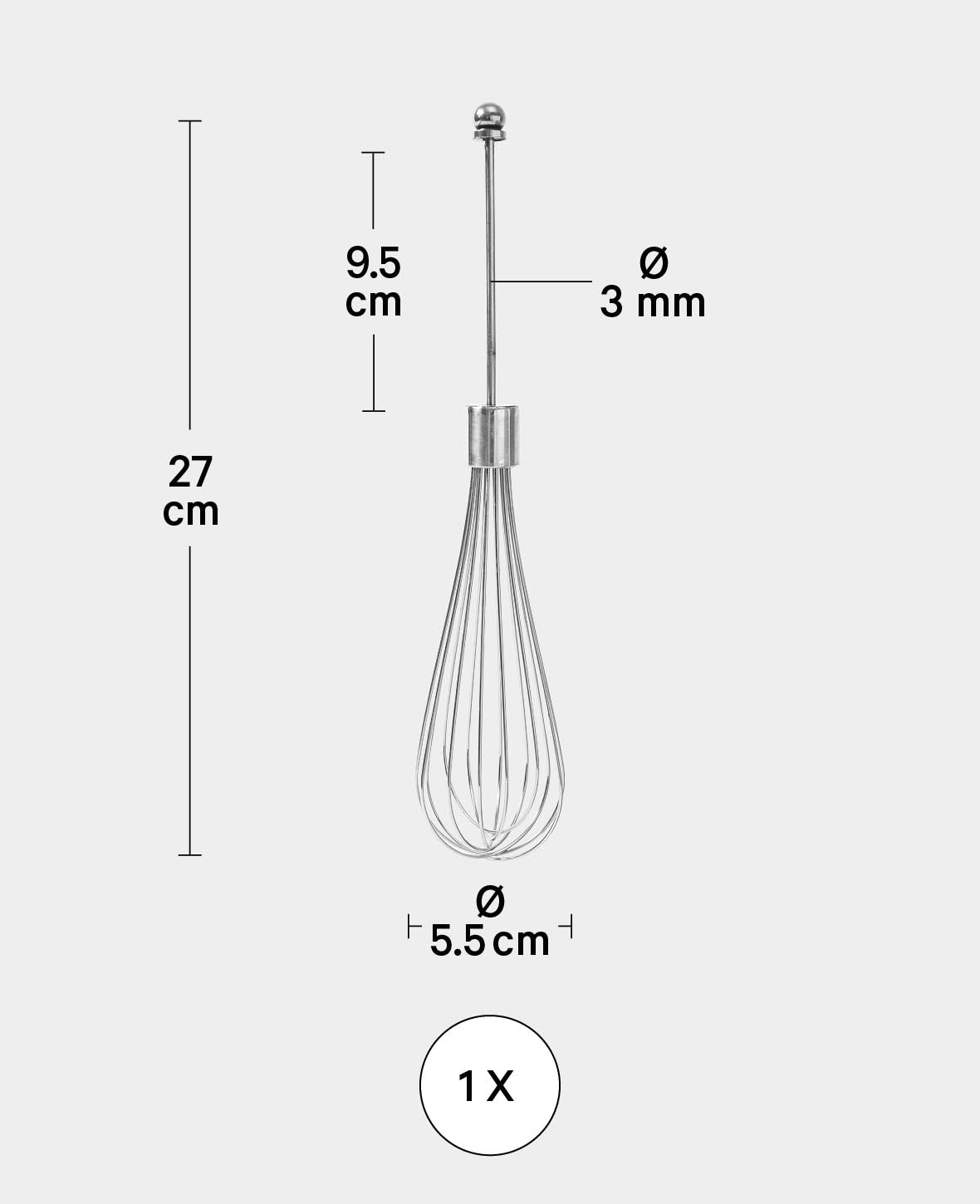 Stahl Schneebesen DIY Schwingbesen für Modelliermasse - Silber