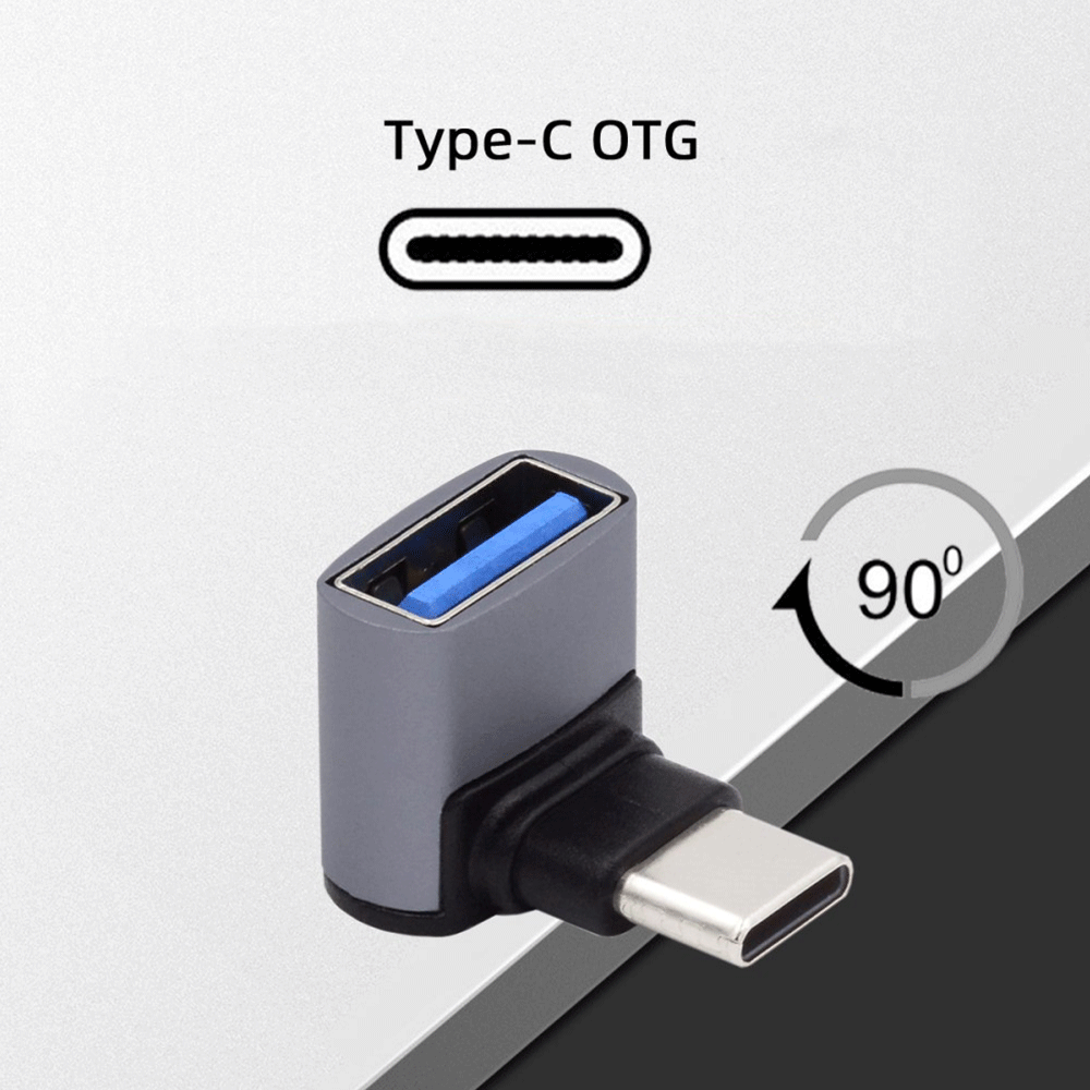 OTG USB A auf USB C Adapter Konverter 90° Grad-Winkel - Grau