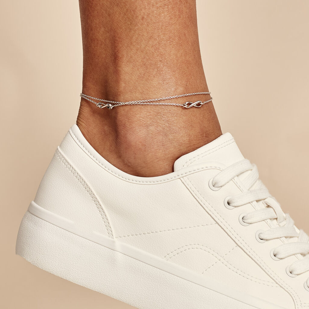 Chaîne De Cheville Noelle Argent Blanc