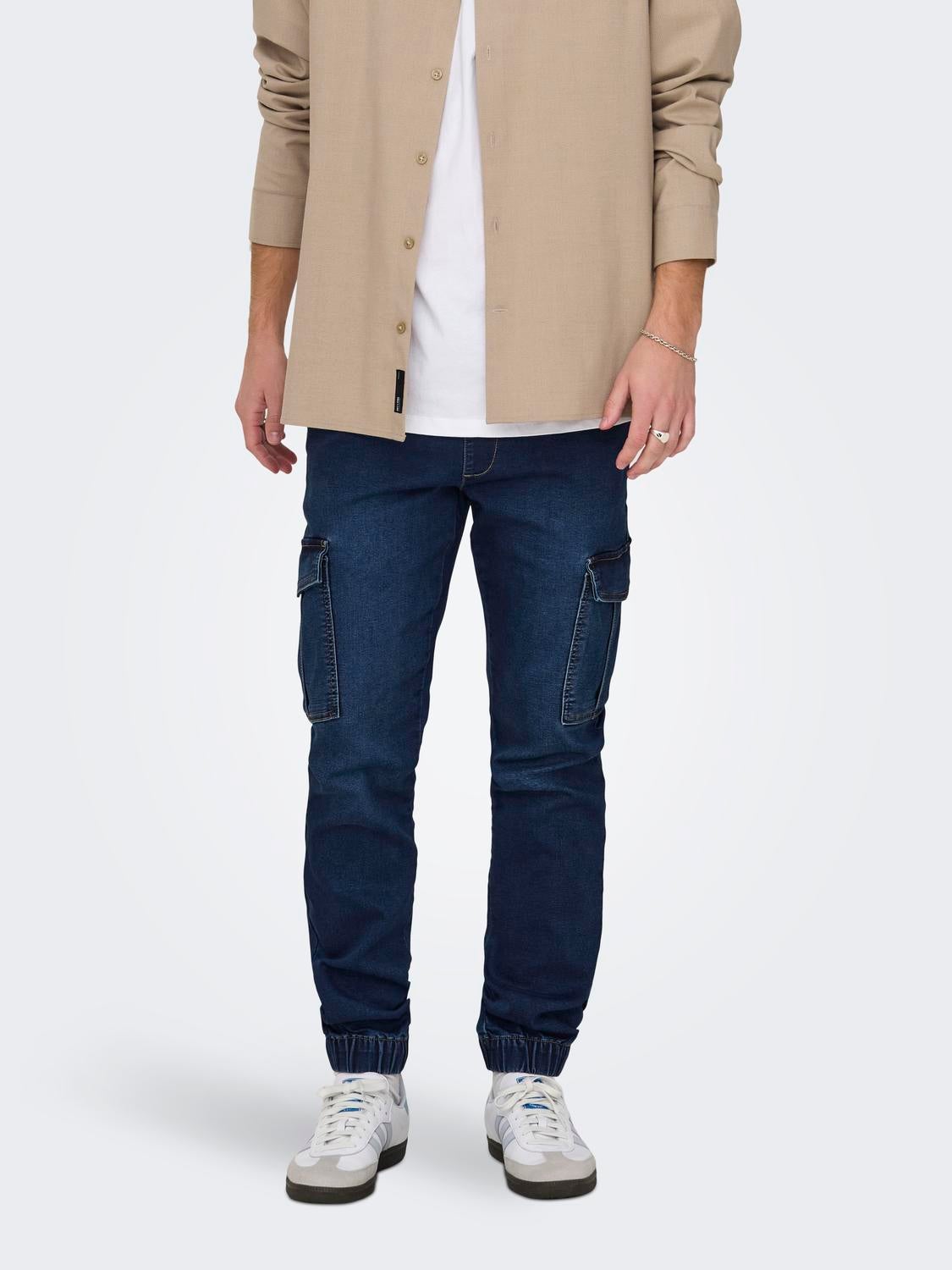 ONSWEFT Mid Rise Normal geschnitten Jeans Dark Blue Denim