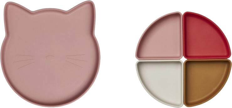 Liewood Arne divider plate Cat / dusty raspberry multi mix