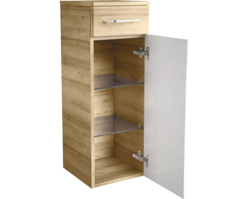 Middelhoge kast FACKELMANN Milano knoestig eiken wit 30 cm breed