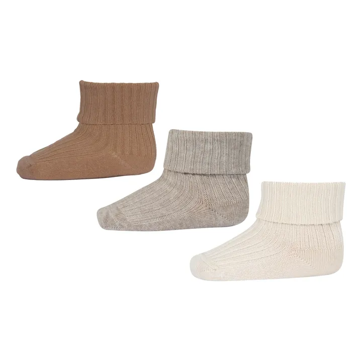 Mp Denmark Set de 3 paires de chaussettes Rib en coton | Beige