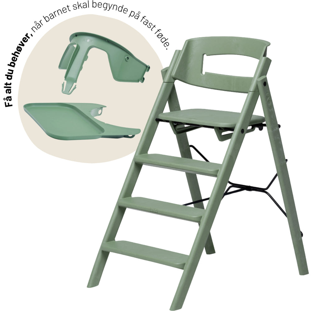 Køb KAOS Mineral Green Klapp Højstol Recycled Med KLAPP® Sikkerhedsbøjle Og Bakke Bundle