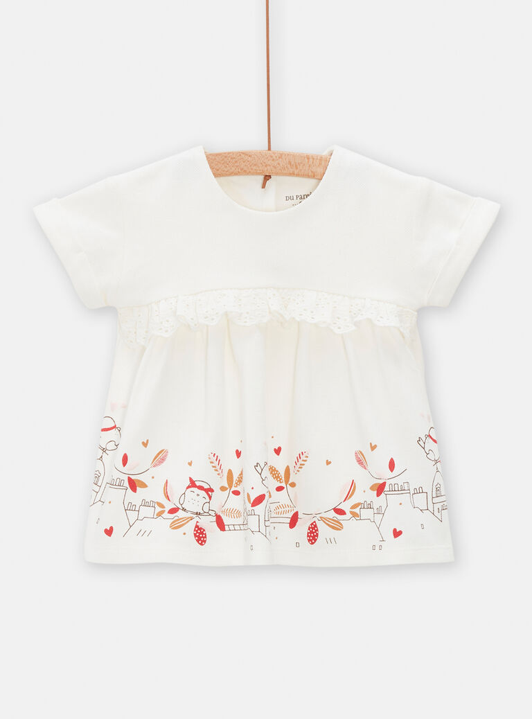 Robe à manches courtes imprimé moineaux
