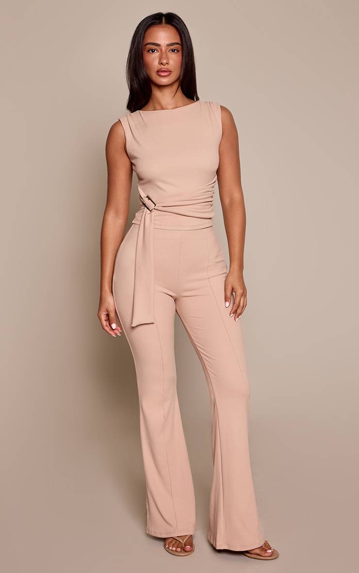 Sable Pantalon Droit À Détail De Couture Frontale Petite