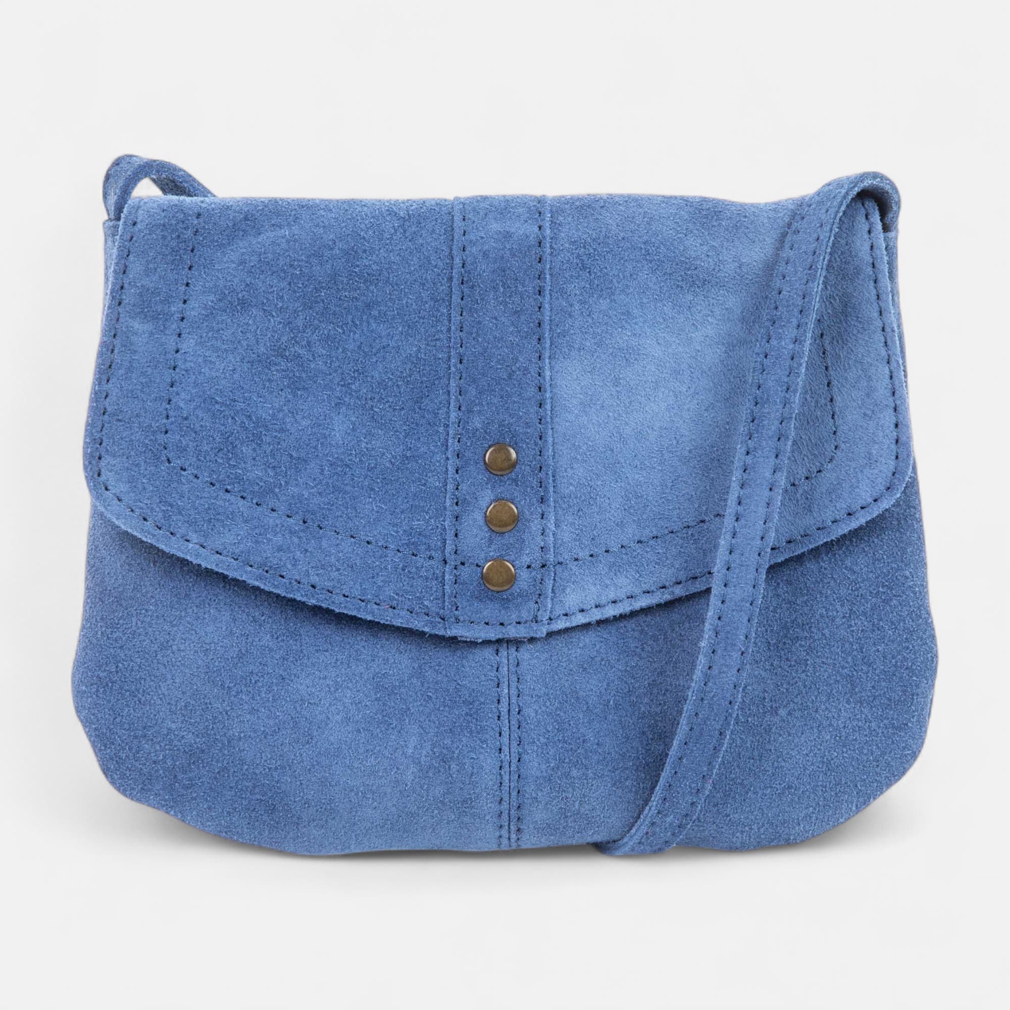 Sac bandoulière en cuir bleu
