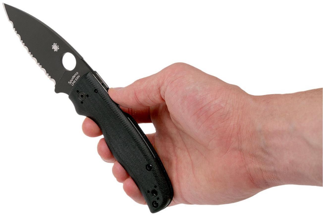 Spyderco Shaman C229GSBK Serrated zakmes, Sal Glesser design