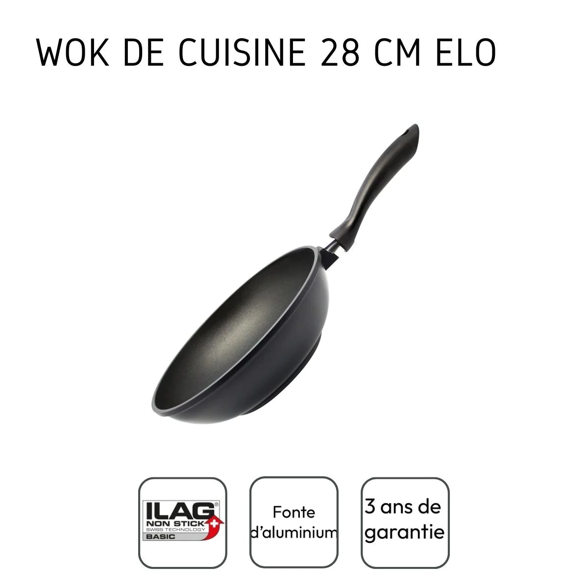 Wok 28 cm en fonte d'aluminium Alucast Elo