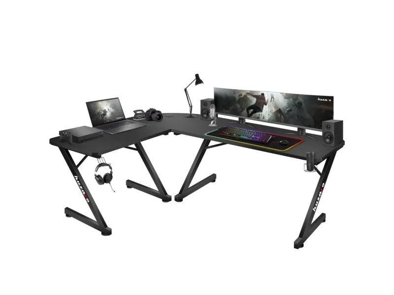 Huzaro Hero 7.0 - Skrivebord - L-formet - aluminium/kulfiber - sort base