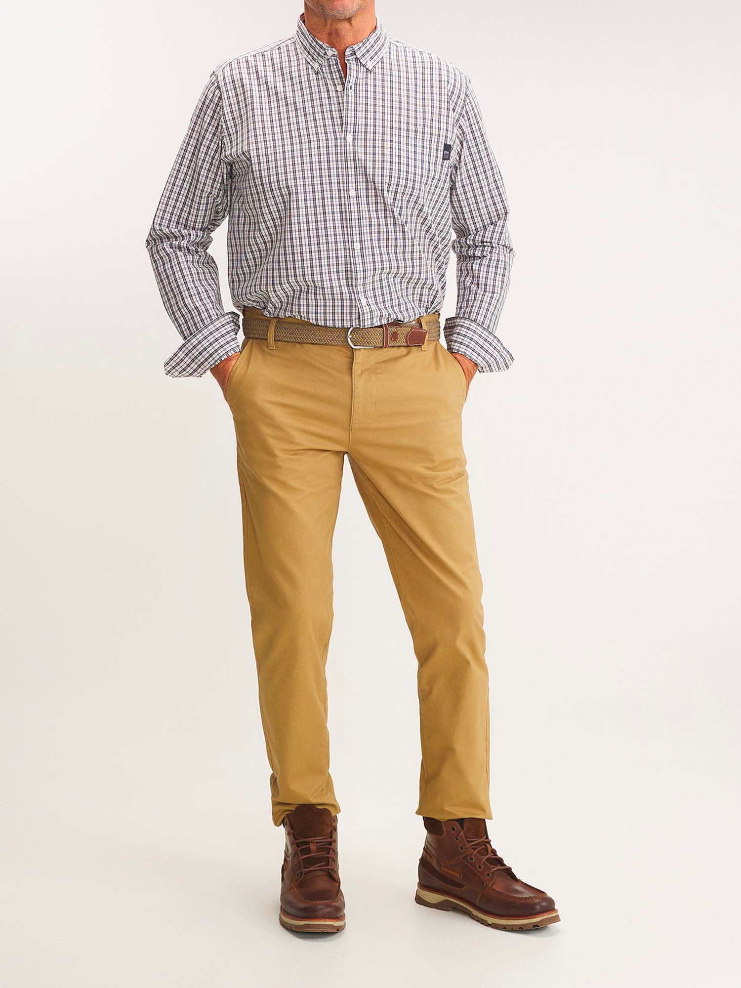 Chemise Homme Petits Carreaux Blanc et Gris