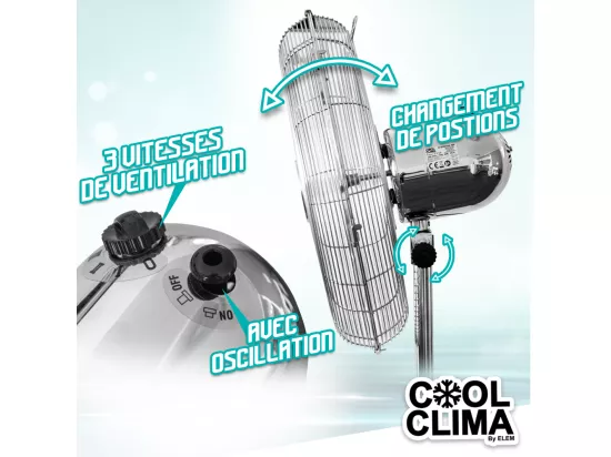 Ventilateur métal sur pied 50W 40CM - Cool Clima