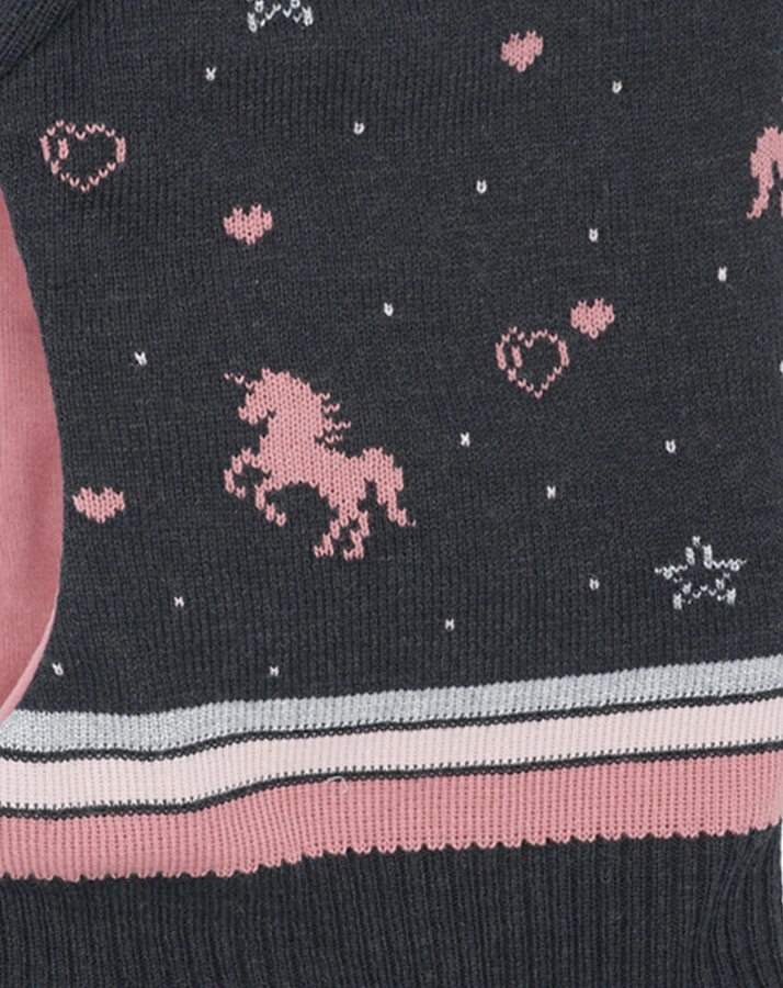 Schlupfmütze EINHORN zum Wenden in carbo melange/dusty rose