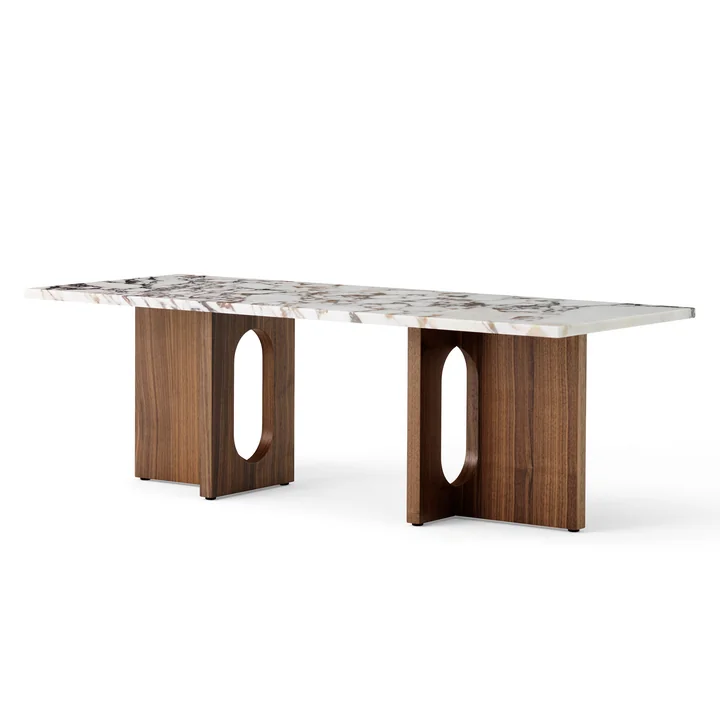 Audo - Androgyne Couchtisch 120 x 45 cm, Walnuss / Calacatta Viola