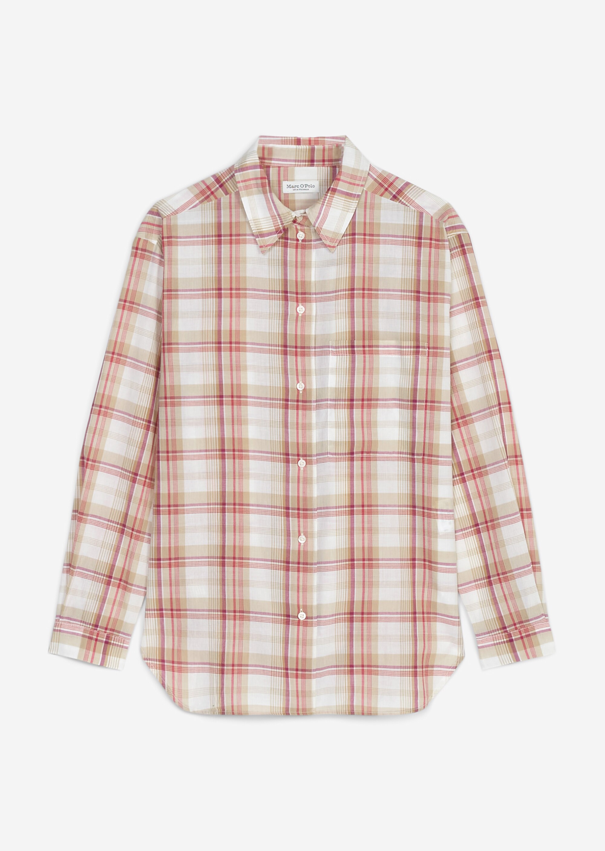 Karierte Boyfriend-Bluse relaxed aus Baumwoll-Voile