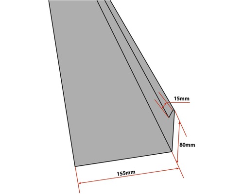 PRECIT hoekbeugel met druiprand, chocoladebruin RAL 8017, 2000 mm x 80 mm x 155 mm