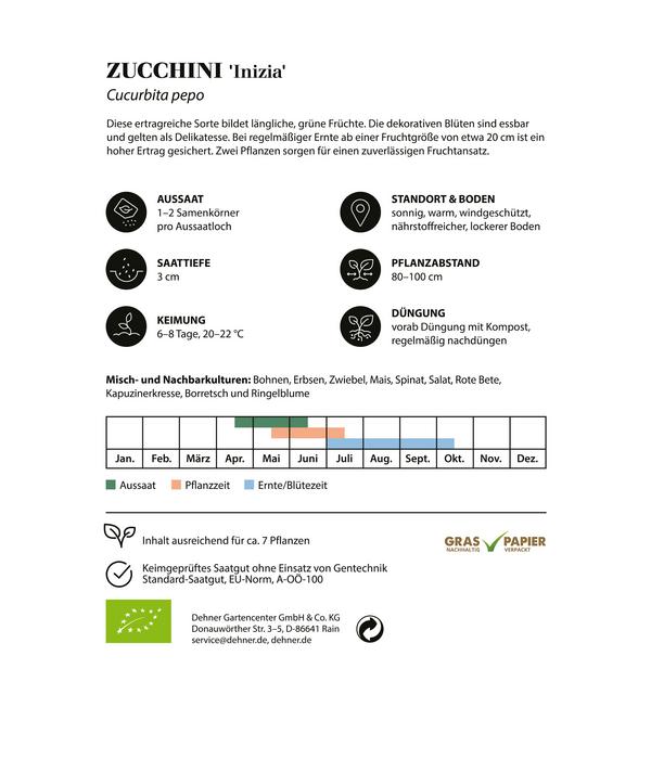 Dehner Bio-Saatgut Zucchini 'Inizia'