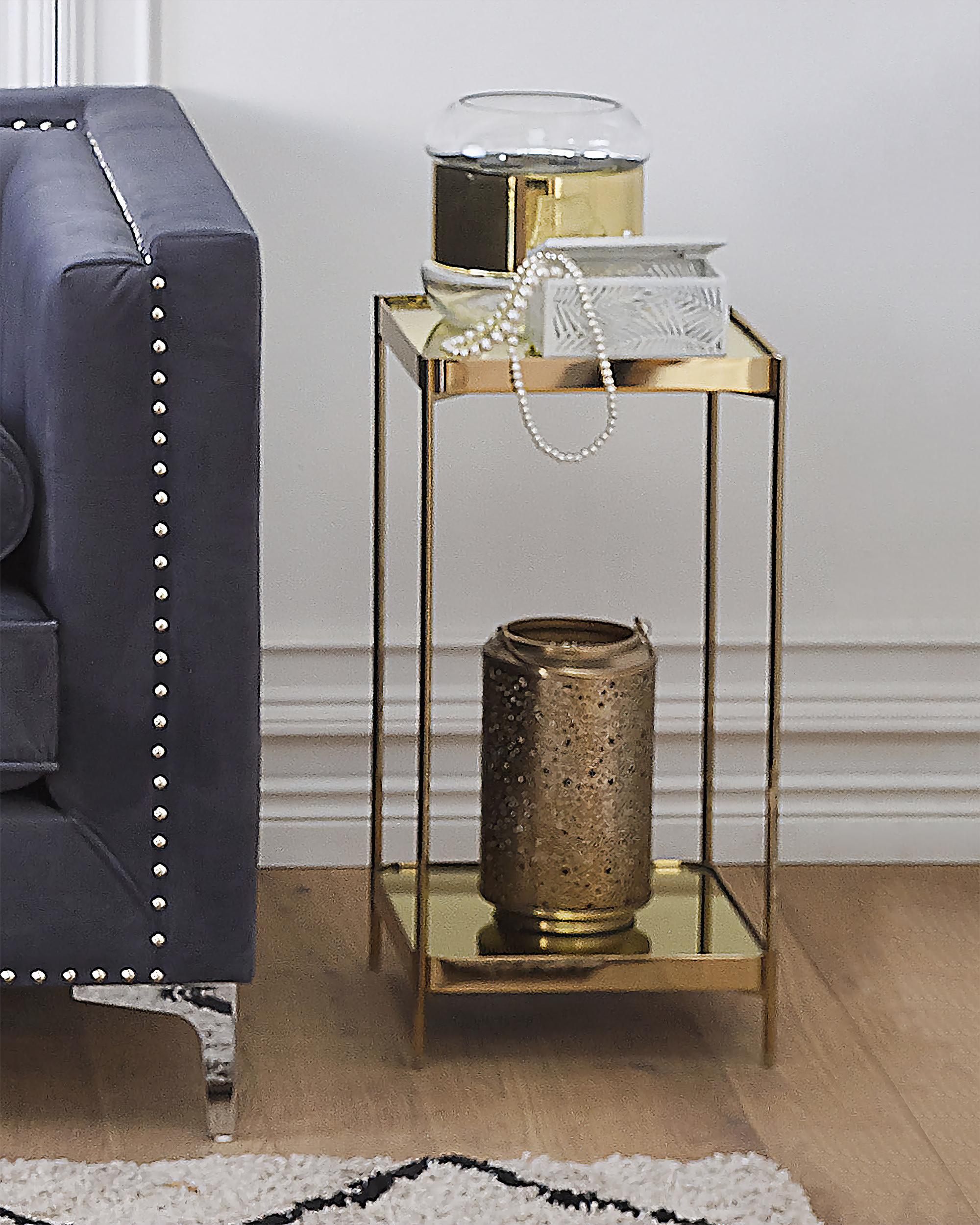 Bijzettafel ALSEA Veiligheidsglas Goud